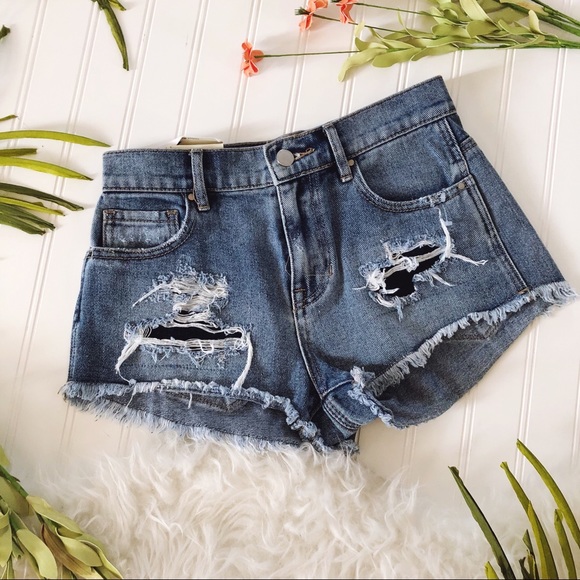 PacSun Pants - Pacsun High Rise Distressed Denim Shorts Size 25